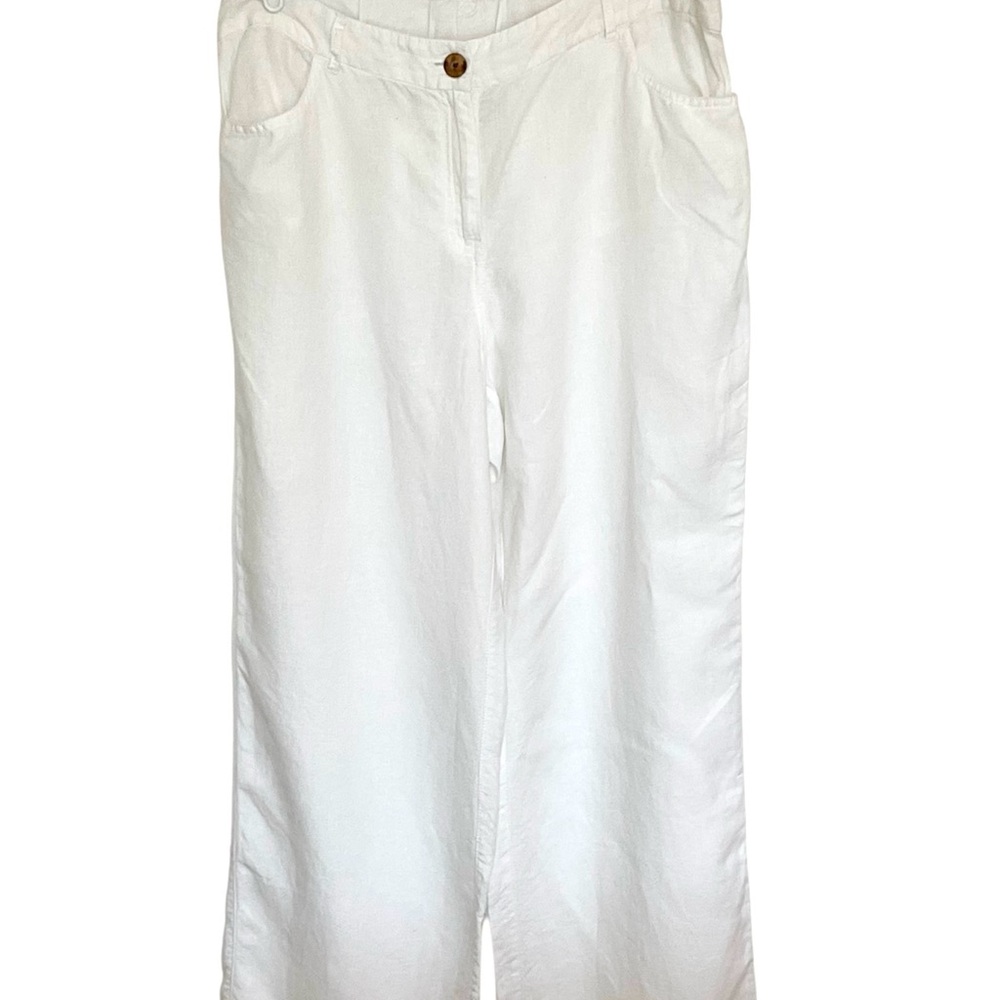 Chico’s Wide Leg Linen Pants White Sz 12
